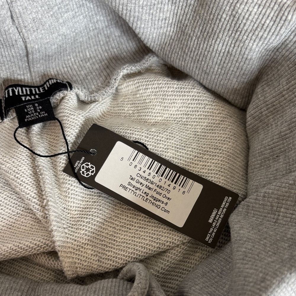 PrettyLittleThing Marl Fold Over Track Pants Gray - Picture 8 of 11